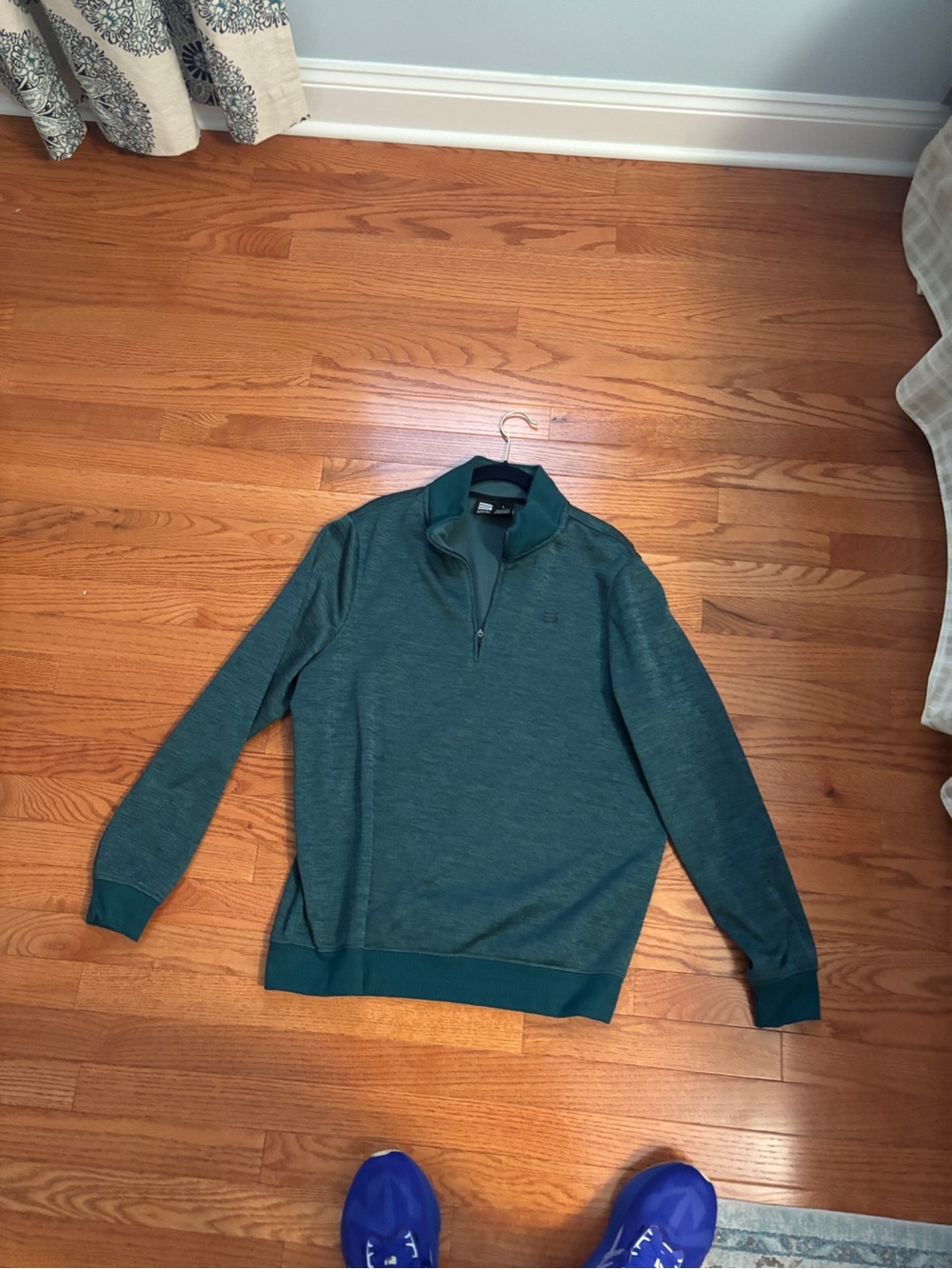Men's Quarter-Zip Sweater in Teal Green